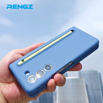 RENGZ With S Pen Silicone Case For Smasung Galaxy Z Fold 7 6 5 4 Pen Slot Shockproof Hard PC Fold5 Fold6 Fold7 Protection Cover